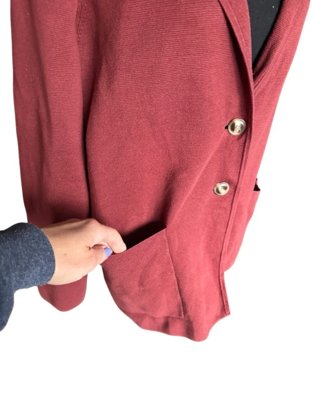J.Crew Red Knit Blazer Cardigan Small Preppy Coastal Chic Minimalist Cotton H45